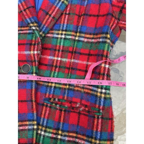 Vtg Pendleton Virgin Wool Blazer Jacket Womens Red Plaid Made USA 10 M Holiday - Picture 6 of 9